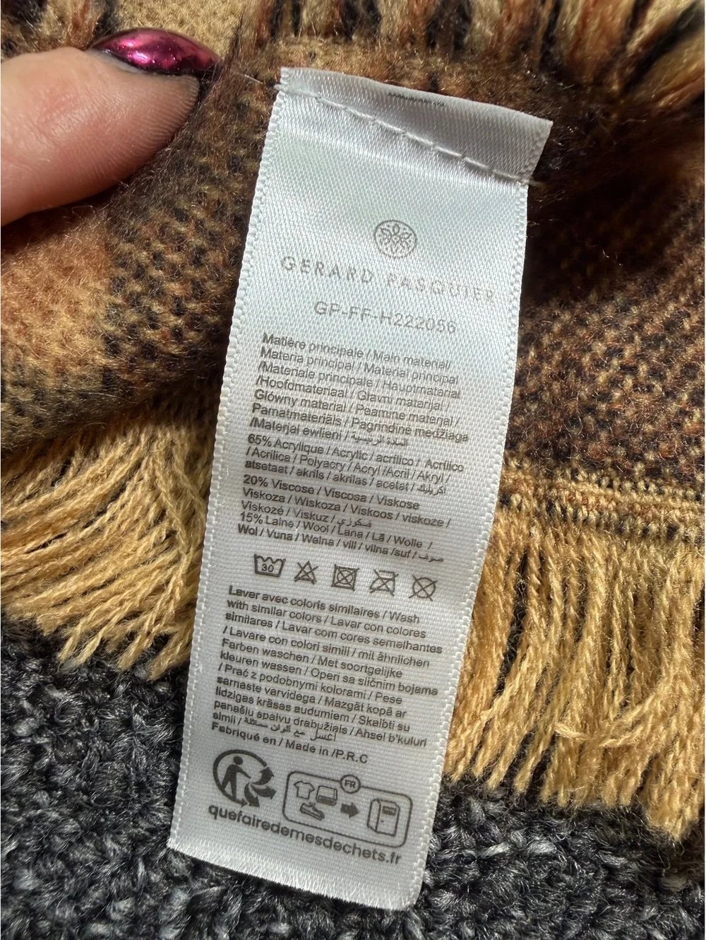 Gerard Pasquier Reversible Leopard Print Wool Blend Long Scarf